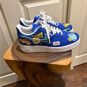 Nike Air Force 1 ’07 LV8 Worldwide Blue Patch Sneakers Size 9